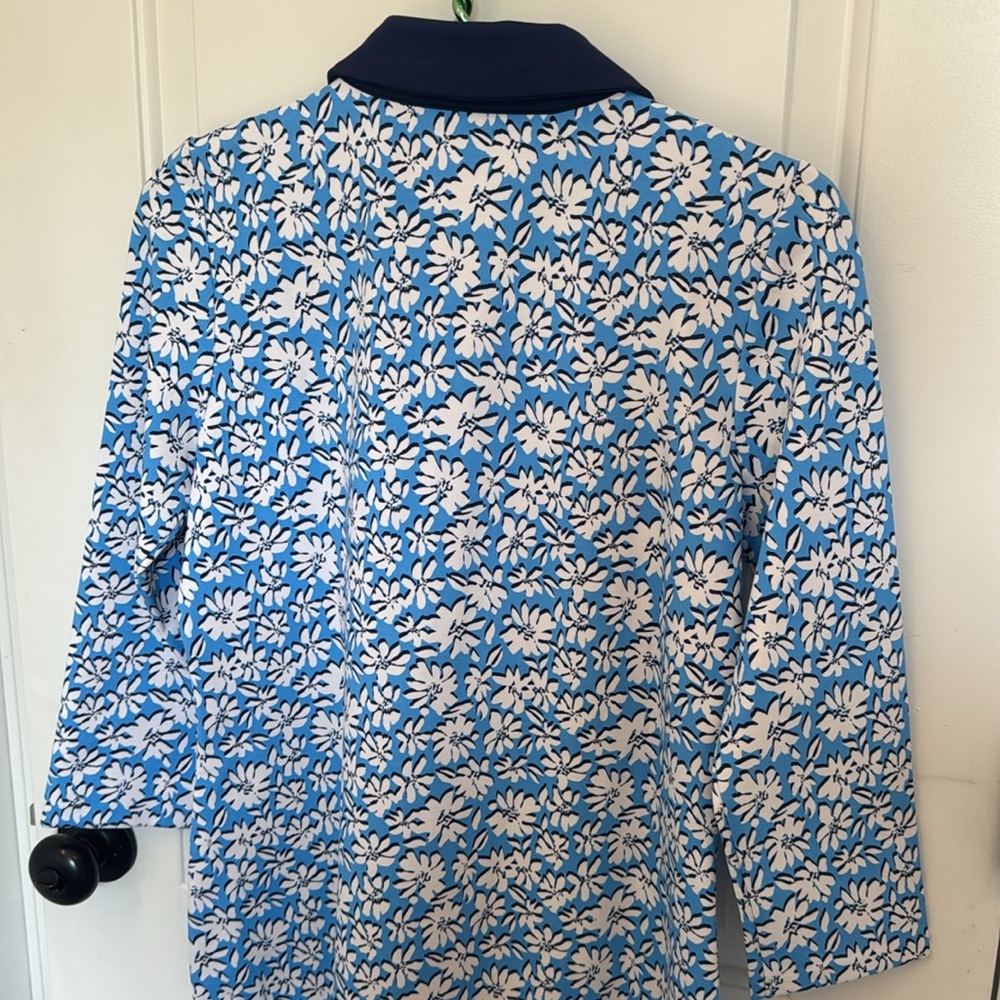 *NEW* LILLY PULITZER AINSLEE 3/4 SLEEVE POLO MINI DRESS BLUE FLORAL PRINT MEDIUM - Picture 6 of 7